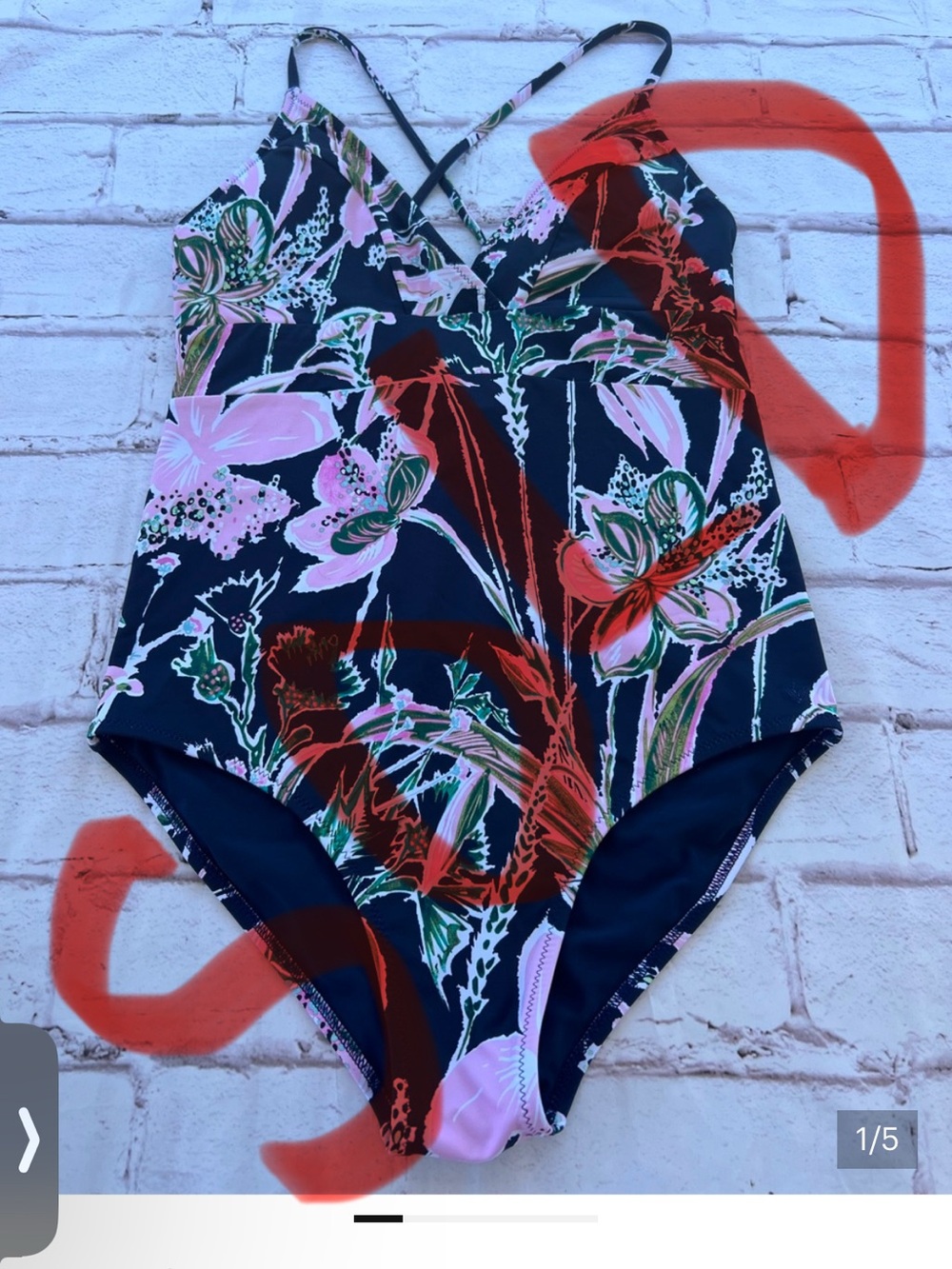 Vineyard Vines Navy One-Piece Swimsuit with Pink Floral Print